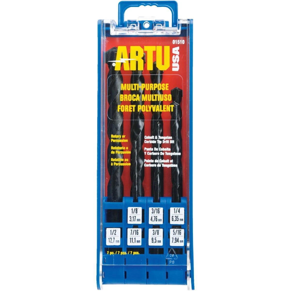 7-pieceCobalt & Tungstel Multi-purpose Drill Bit Set, 1/8 In. Thru 5/16 In.