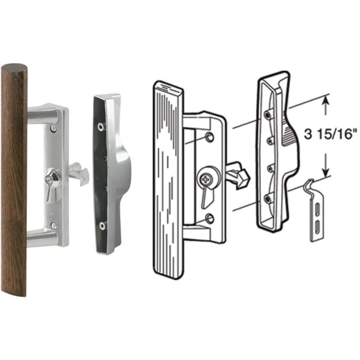 Prime-line Internal Lock Aluminum Patio Door Handle Set