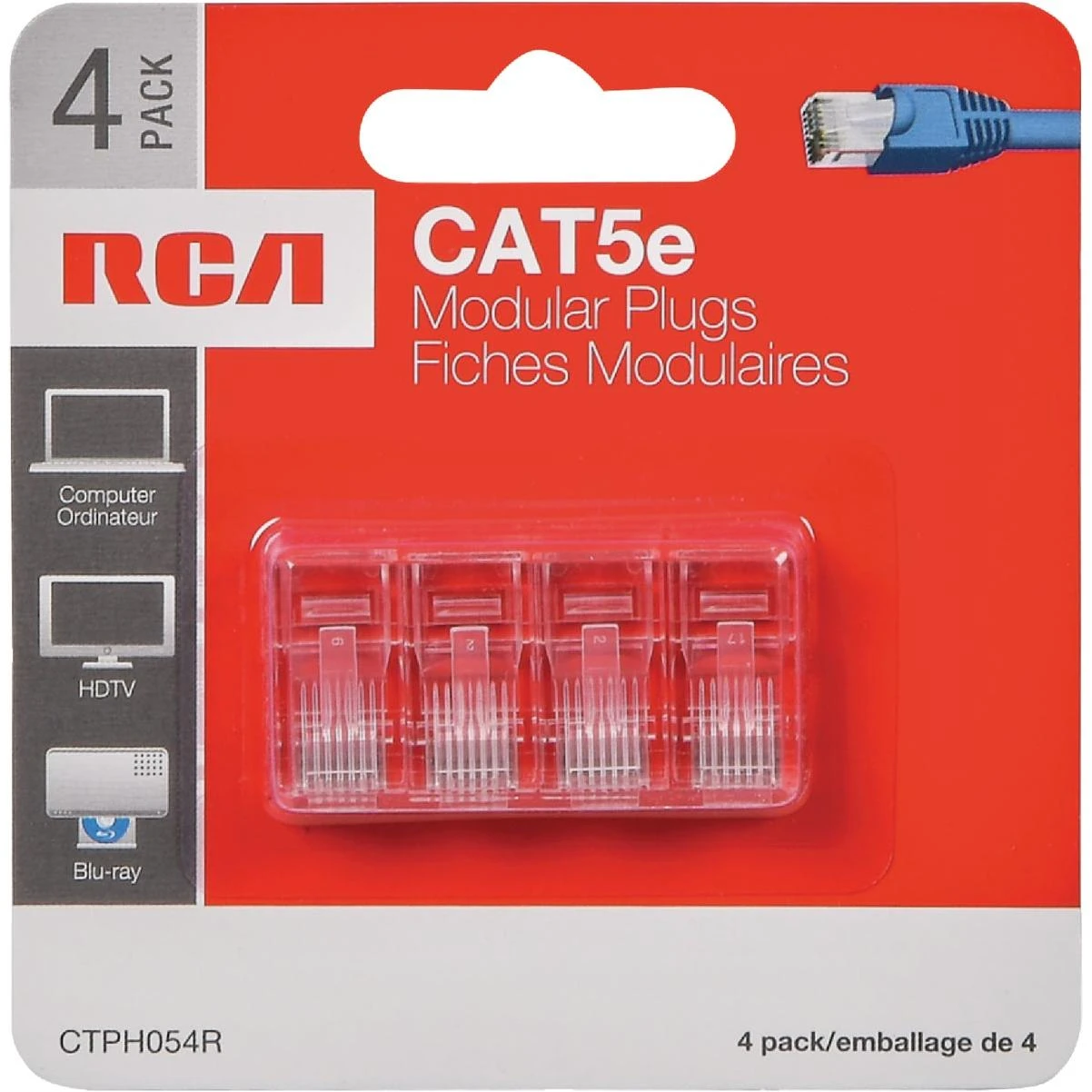 Cat-5e Clear Modular Plug Connector (4-pack)