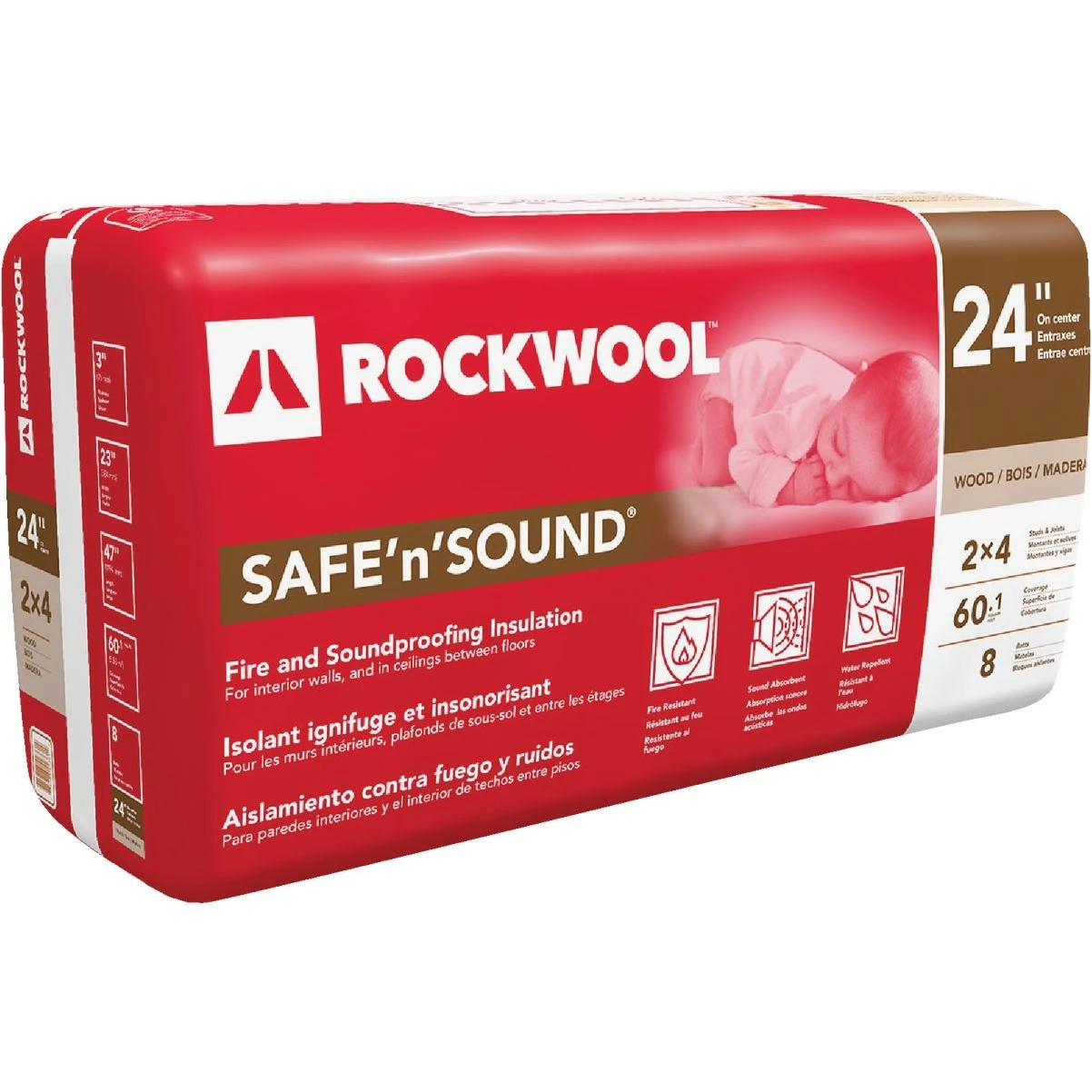 Safe'n'sound 24 In. X 47 In. Stone Wool Insulation (8-pack)