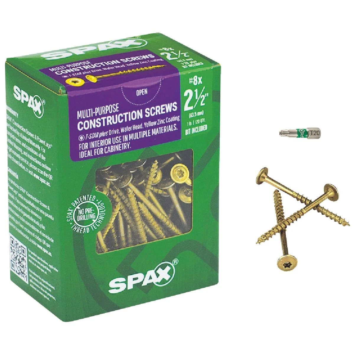 #8 X 2-1/2 In. T20 Plus Wafer Head Yellow Zinc (interior) Cabinet Screw (120-count)