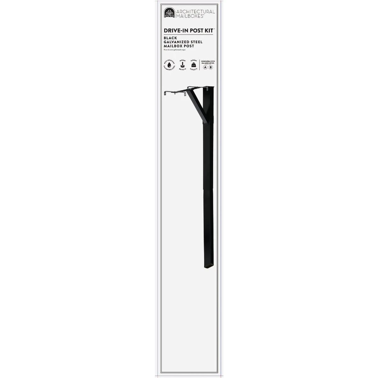 Steel Square Drive-in Mailbox Post Kit