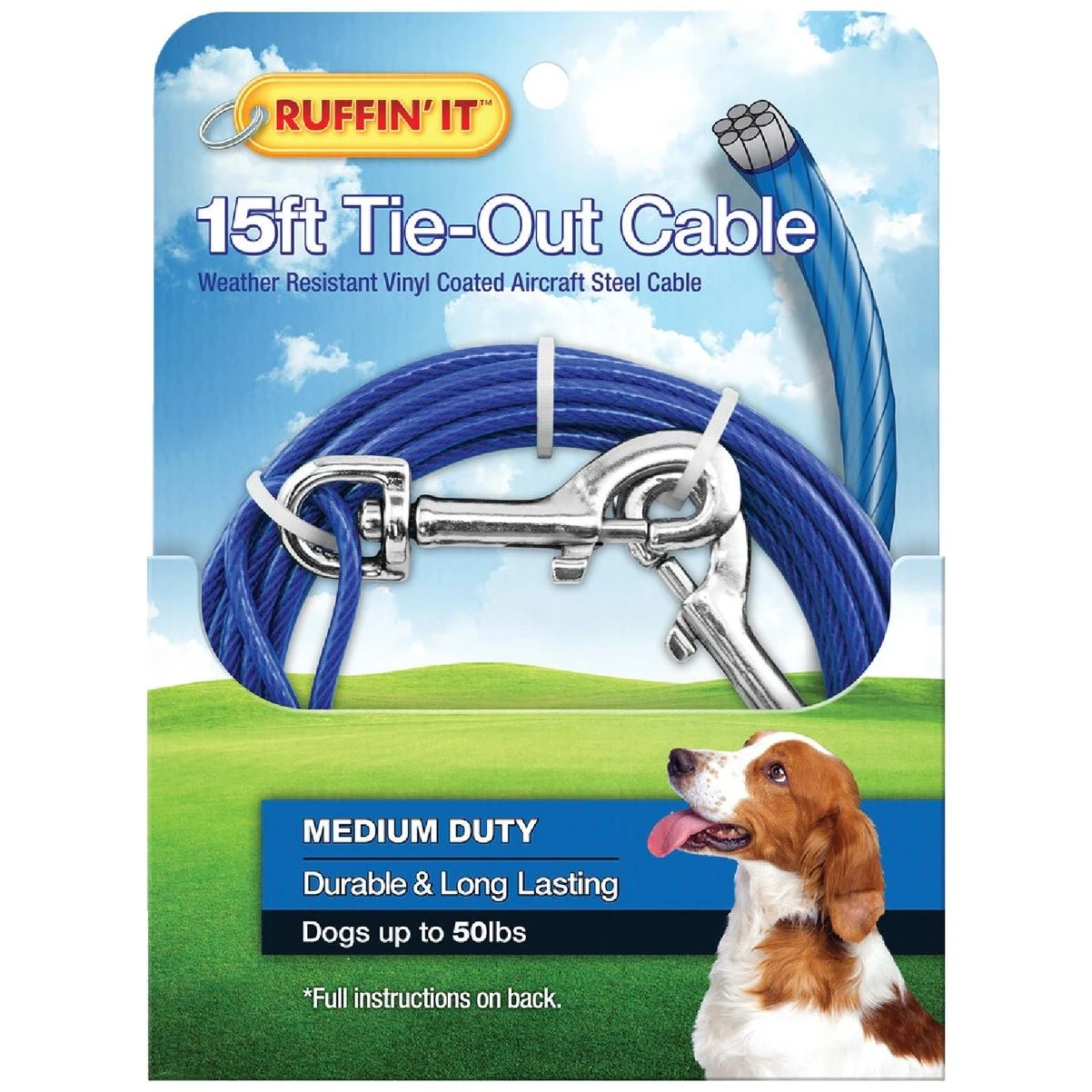Guardian Gear Medium Dog Swivel Snap Dog Tie-out, 15 Ft.
