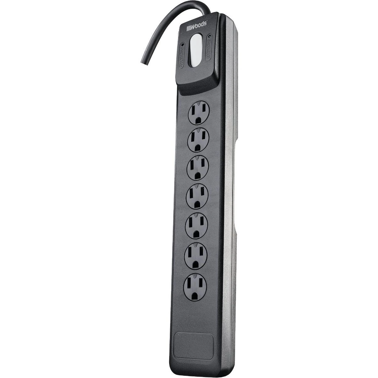 7-outlet 1440j Black Surge Protector Strip With 10 Ft. Cord