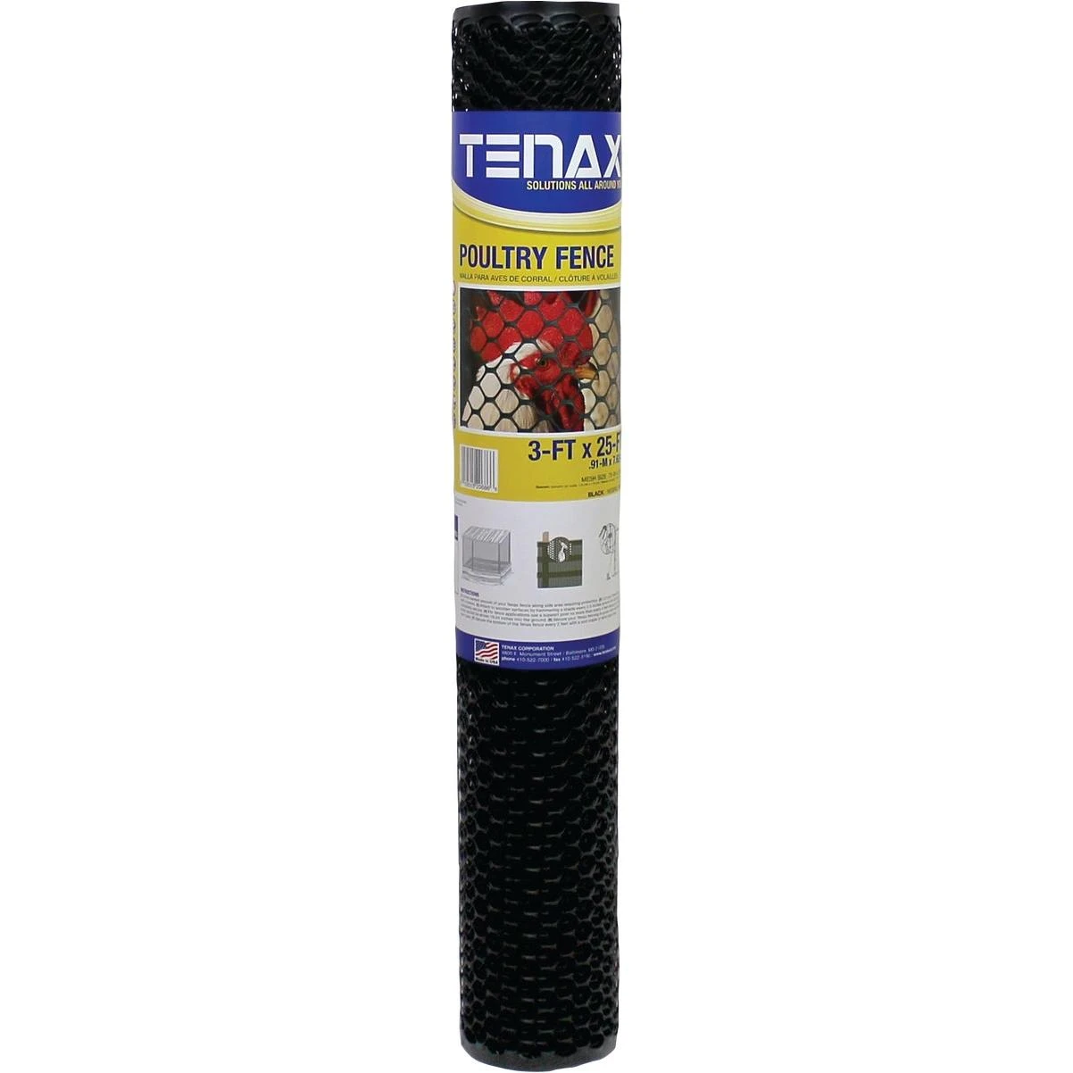 3/4 In. X 3 Ft. H. X 25 Ft. L. Hexagonal Plastic Poultry Netting Fence, Black