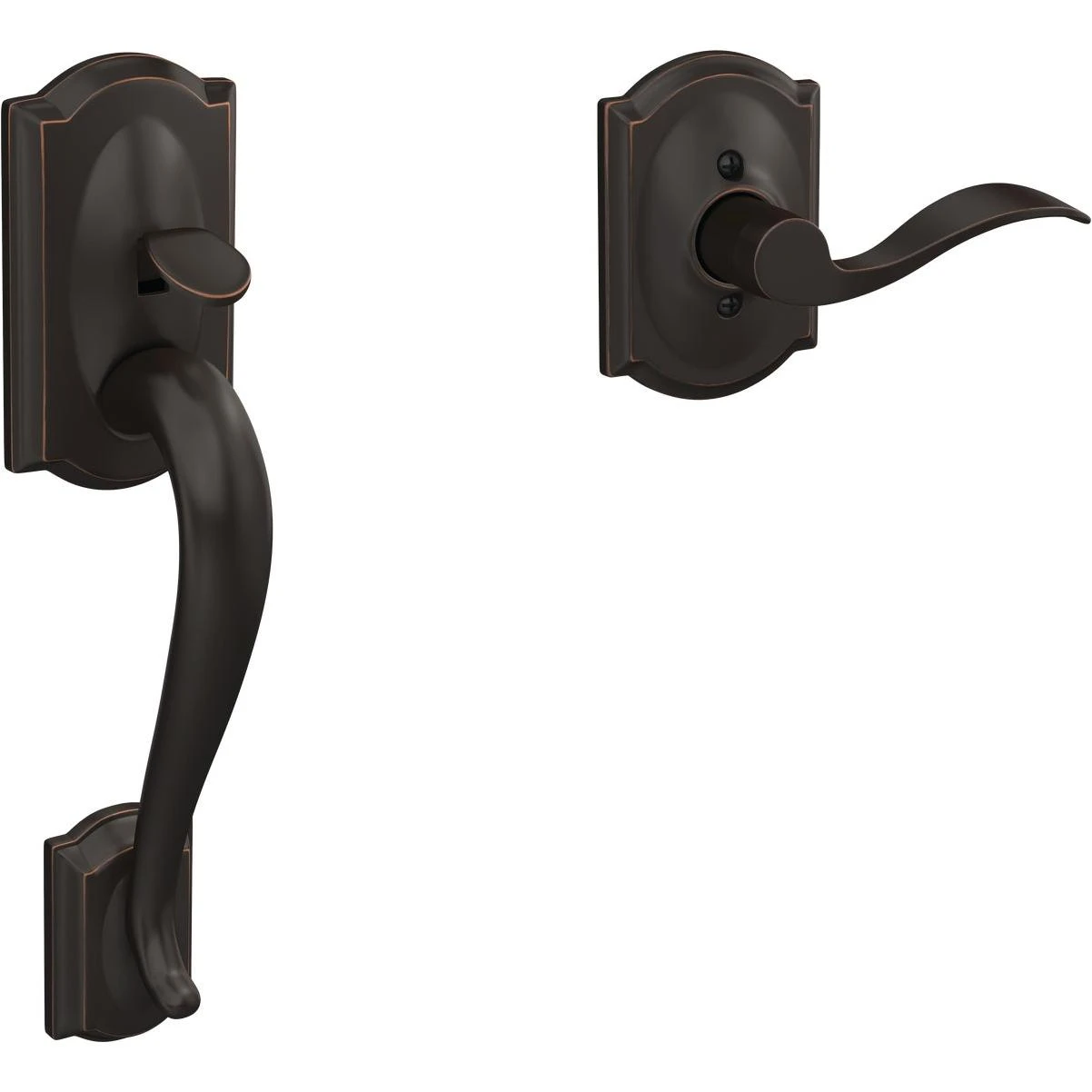 Camelot Aged Bronze Entry Door Lever Handleset Only