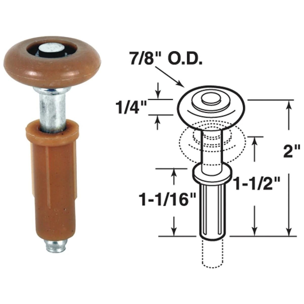 Prime-line Steel Shaft Bifold Door Top Roller Guide (2 Count)