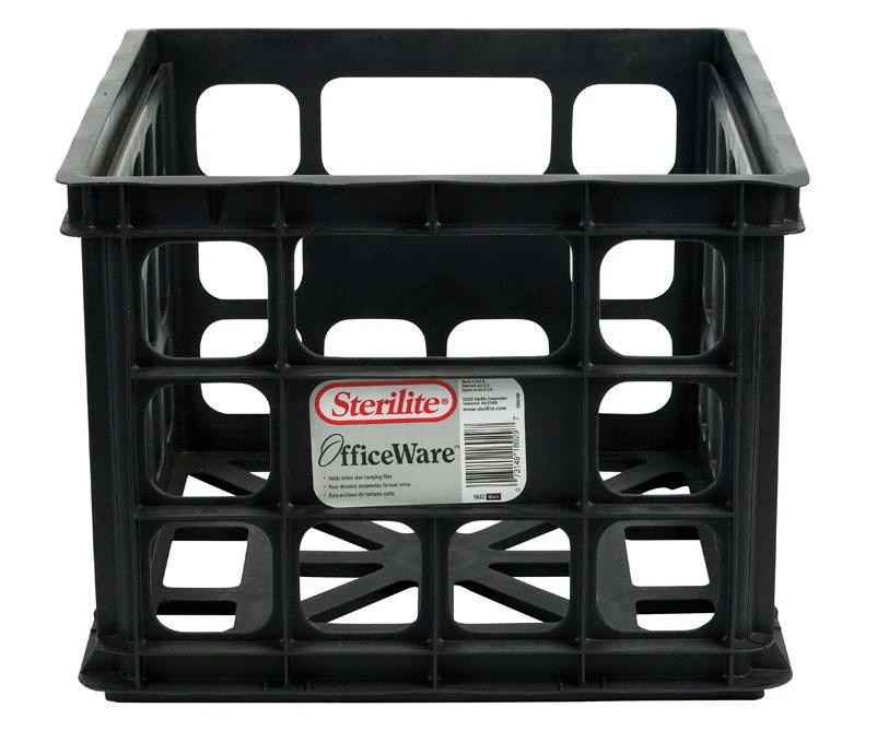 Durable 5.5 Cu Ft Black Stackable Storage Crate