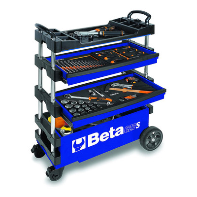 Beta Tools Portable Collapsible Folding Tool Trolley, Blue (027000206)