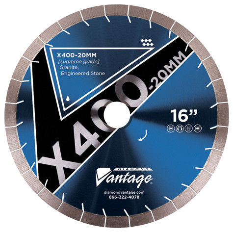 Diamond Vantage 28 x .165 x 50-60mm Silent Core Stone Blade, 20mm Segment Height
