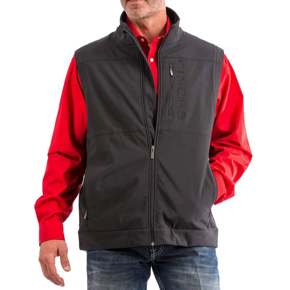 Cinch Mens Solid Black Bonded Concealed Carry Vest