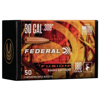 Federal Premium .308 Diameter 180 Grain Bonded Spitzer Fusion 50 Count Bullets