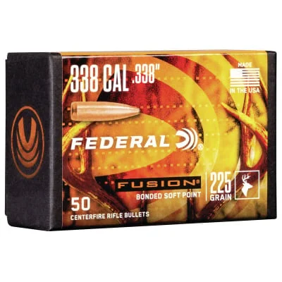 Federal Premium .338 Diameter 225 Grain Bonded Spitzer Fusion 100 Count Bullets