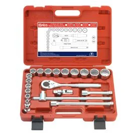Genius Tools Hand Socket Set 21-Piece Metric 1/2 Inch Drive 12-Point Sockets with 36-Tooth Plastic Handle – TW-421M
