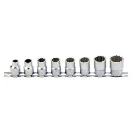 Genius Tools Hand Socket Set Metric 8-19mm 3/8 Inch Drive 12-Point 8 Piece Durable Chrome Finish – TW-308M