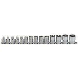 Genius Tools Star Hand Socket Set 14 Piece E8-E32 Sizes 1/2 Inch Drive Durable Chrome Vanadium Steel – TX-414