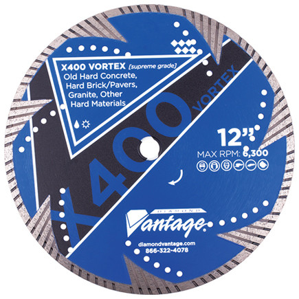 Diamond Vantage X400 VORTEX SERIES 12 x .125 x 1/20mm Hard Material, Supreme Grade, Turbo Rim Blade