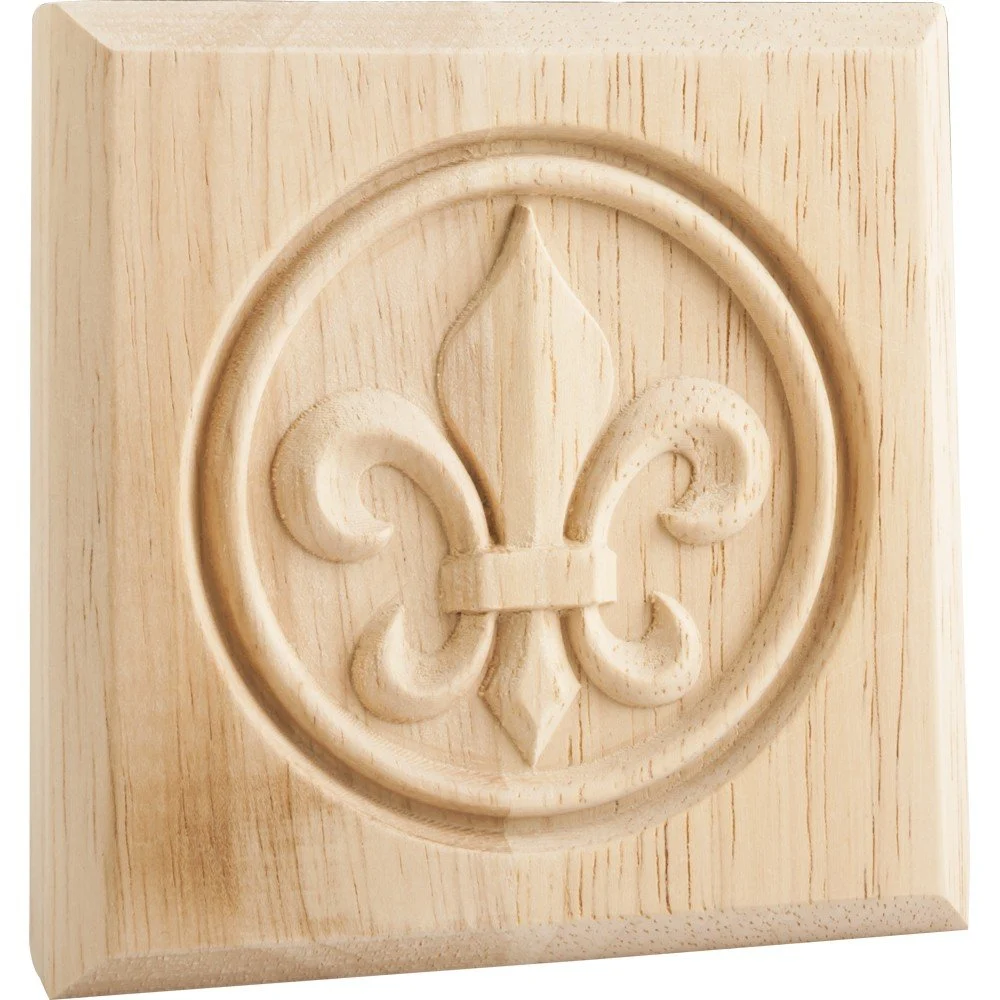 Hardware Resources FDLROS1HMP 3″ W x 7/8″ D x 3″ H Maple Fleur-de-lis Rosette