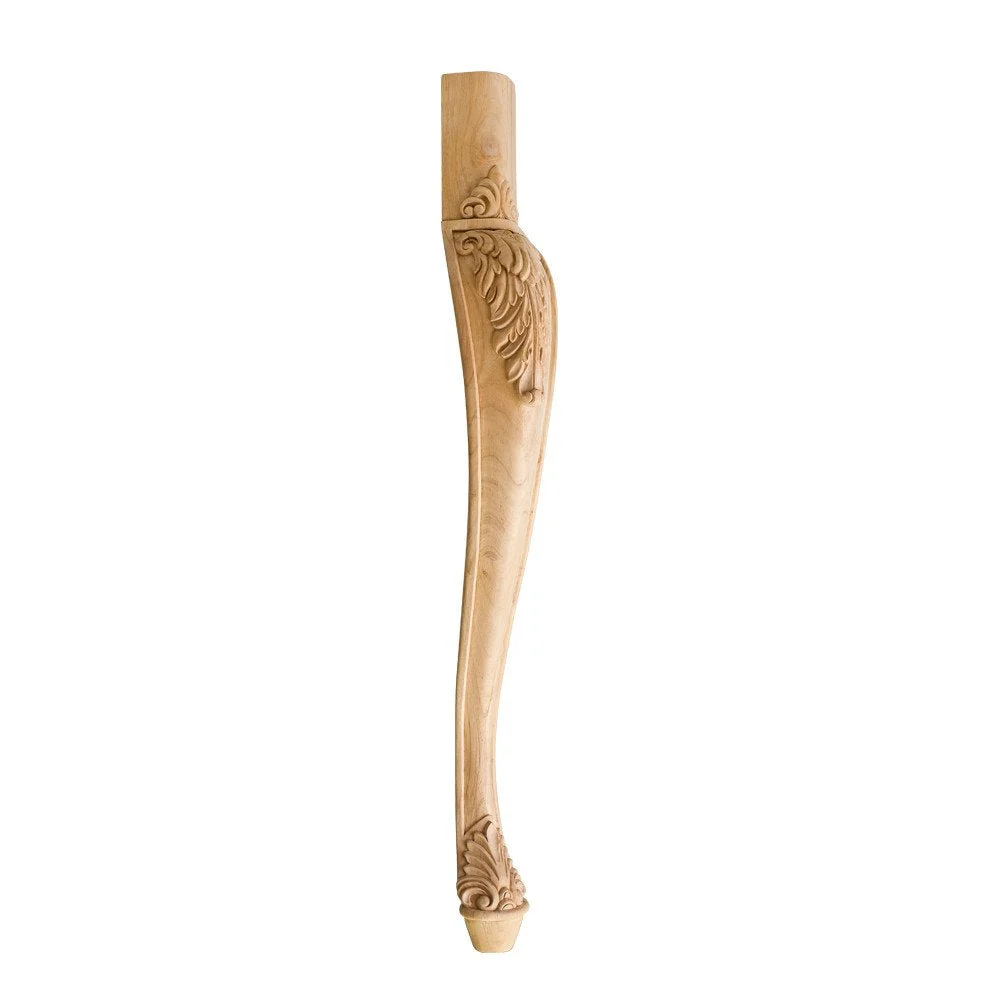 Hardware Resources LEGB-2RW 2-1/2″ W x 2-1/2″ D x 35-1/2″ H Rubberwood Acanthus Cabriole Leg
