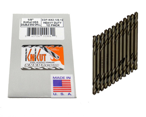 KnKut 12pc Pack of 1/8" Double End Drills (KK2-1/8-12PK)