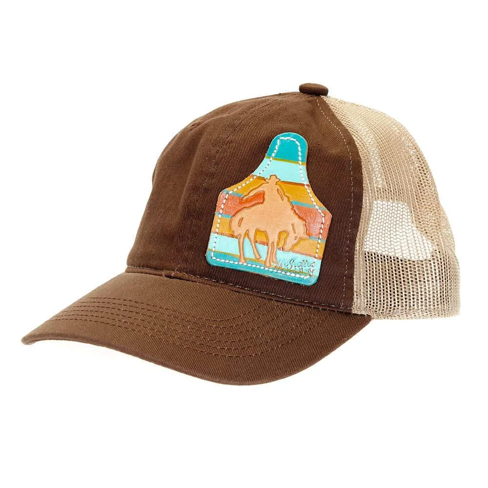 Mcintire Saddlery Brown Cap with Serape Leather Eartag Patch