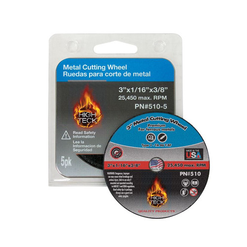 High Teck™ 500-5 Cut-Off Wheel, 3 in Dia x 1/32 in in THK, 3/8 in Center Hole, Aluminum Oxide
