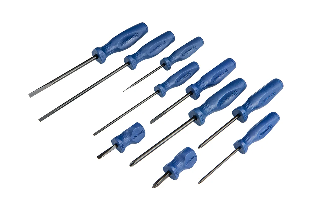 Phillips & Slotted Screwdriver 10 Piece Set Large Ergonomic Handle w/Pouch – #1 – #3, 3/16″ – 3/8″