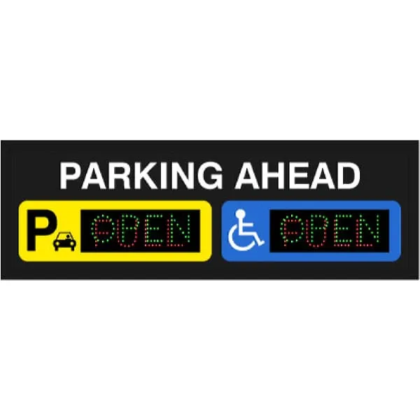 Signal-Tech 47846 LPS2060GRGR-02-M263/12-24VDC PARKING AHEAD Parking P w/ Car Symbol Handicap Symbol | OPEN | FULL LED Panel Sign