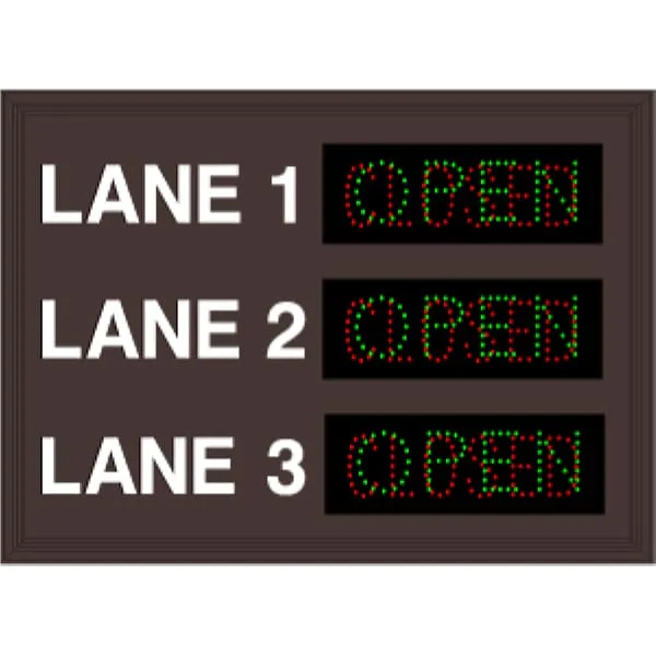 Signal-Tech 48049 LPS2940GRGRGR-03-M313/120-277VAC LANE 1-3 | OPEN | CLOSED LED Panel Sign