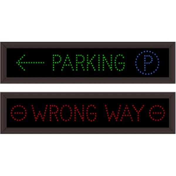 Signal-Tech 51777 TCL1042GBRD-N129/120-277VAC Left Arrow PARKING w/Parking P | WRONG WAY w/Do Not Enter Symbols Outdoor Blank-out LED Direct-view Sign