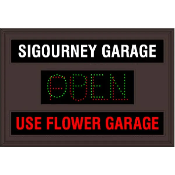 Signal-Tech 51811 LPS3247WGRR-N133/120-277VAC SIGOURNEY GARAGE | OPEN | FULL | USE FLOWER GARAGE LED Panel Sign