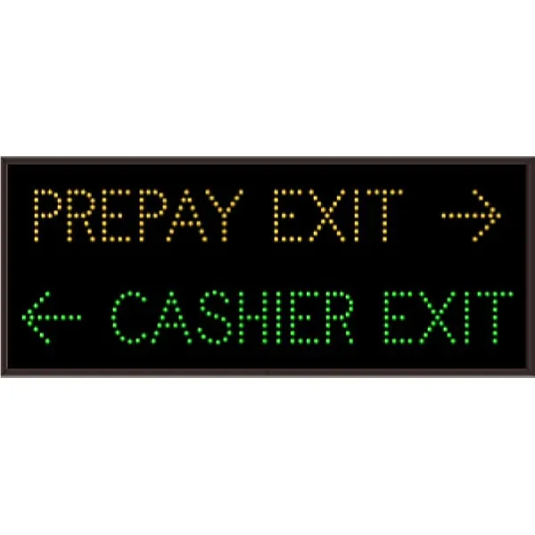 Signal-Tech 5211 TCL1434AG-876/120-277VAC PREPAY EXIT w/Right Arrow | CASHIER EXIT w/Left Arrow Outdoor Blank-out LED Direct-view Sign