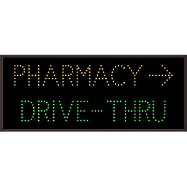 Signal-Tech 5212 TCL1434AG-A599/120-277VAC PHARMACY w/Right Arrow | DRIVE-THRU Outdoor Blank-out LED Direct-view Sign