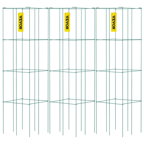 Tomato Cages, 14.6" x 14.6" x 39.4", 3 Packs Tomato Cages for Garden, Square Plant Support Cages Heavy Duty, Green PVC-Coated Steel Tomato Towers for Climbing Vegetables, Plants, Flowers, Fruits