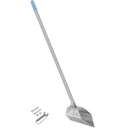 Metal Detector Sand Scoop, Stainless Steel Metal Detecting Beach Scoop Scoops, 10 MM Hole Beach Metal Detector Scoop Shovel, w/Stainless Steel Handle Pole, for Metal Detecting Treasure Hunting