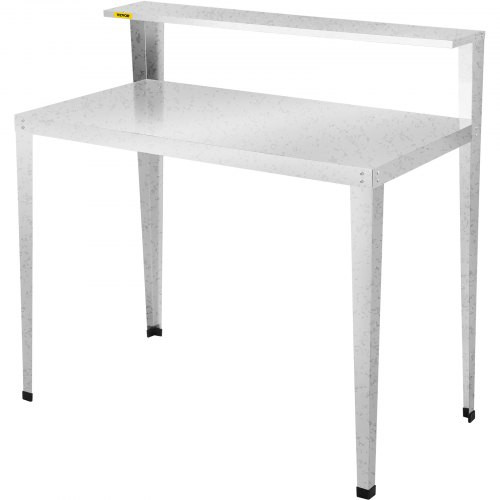 Potting Bench, 44L x 24W x 44H in, Weathering Steel Outdoor Workstation with Rubber Feet, Multi-use Double Layers Gardening Table for Greenhouse, Patio, Porch, Backyard, Silver