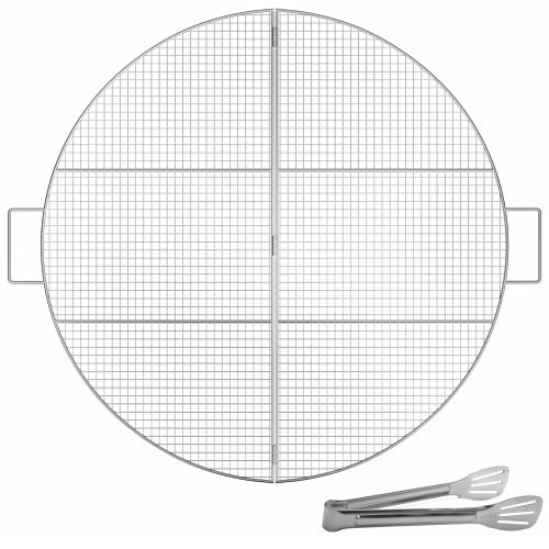 Fire Pit Cooking Grill Grates 30 Inch, Foldable Round Cooking Grate, Solid Stainless Steel Campfire BBQ Rack with Handle & Support Wire for Outdoor Picnic Party & Gathering, Silver