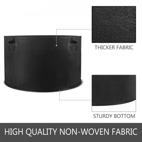 65 Gallon Container Plant Grow Bag, 12Pack, Black